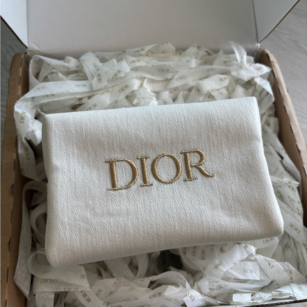 Dior White Denim Cosmetic Bag